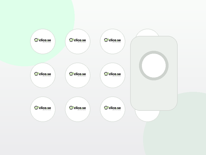 Mockup de adesivos personalizados da ClicaSe Gráfica